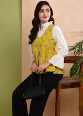 "Sunburst Bloom" Pure Cotton Layered Top