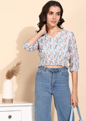 "Apricot Bloom" Smocked Waist Top