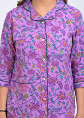 "Bougainvillea Bloom" Printed Viscose Night Suit
