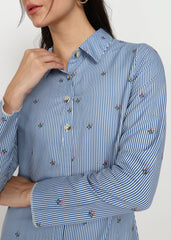 "Blue Meadow Muse" Shirt Dress