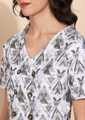 "Olive Orbit" Buttoned Crop Top