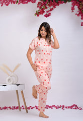 "Rosé Reverie" Viscose Night Suit