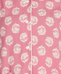 Half Sleeves Shirt & Short Set In Pink Color - Viscose
