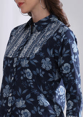 "Indigo Bloom" Pure Cotton Co-ord Set