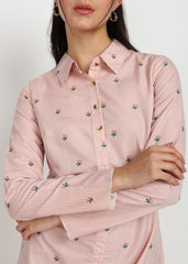 "Peach Petal Muse" Shirt Dress
