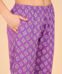 "Rosy Breeze" Printed Viscose Night Suit