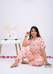 "Rosé Reverie" Viscose Night Suit