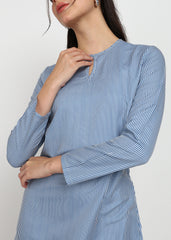 “Ocean Lines” Polyester Striped Mini Dress