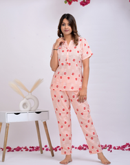 "Rosé Reverie" Viscose Night Suit