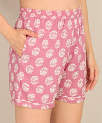Half Sleeves Shirt & Short Set In Pink Color - Viscose