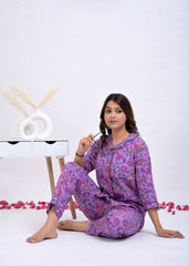 "Bougainvillea Bloom" Printed Viscose Night Suit