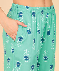 "Mint Bloom" Pure Cotton Night Suit