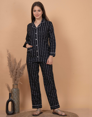"Midnight Bloom" Printed Viscose Night Suit