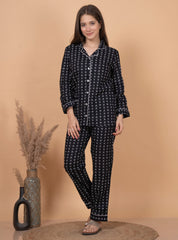 "Midnight Bloom" Printed Viscose Night Suit