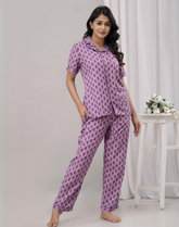 "Lavender Crush" Printed Viscose Night Suit