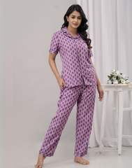 "Lavender Crush" Printed Viscose Night Suit