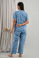 "Bluebell Bloom" Printed Viscose Night Suit