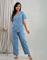 "Bluebell Bloom" Printed Viscose Night Suit