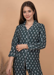 "Misty Pine" Printed Viscose Night Suit