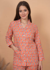"Peachy Paisley" Printed Viscose Night Suit