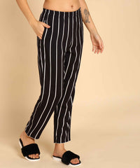"Midnight Lines" Striped Viscose Night Suit