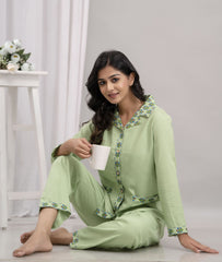 "Mint Garden" Solid Viscose Night Suit