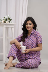 "Lavender Crush" Printed Viscose Night Suit