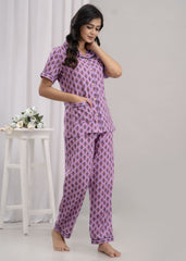 "Lavender Crush" Printed Viscose Night Suit