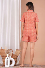 "Sunset Spice" Printed Viscose Shorts Night Suit