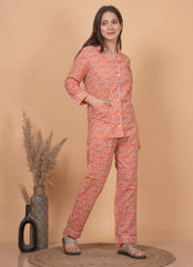 "Peachy Paisley" Printed Viscose Night Suit