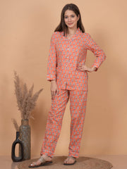 "Peachy Paisley" Printed Viscose Night Suit