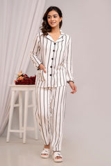 "Vanilla Stripe" Striped Viscose Night Suit