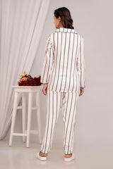 "Vanilla Stripe" Striped Viscose Night Suit