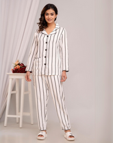 "Vanilla Stripe" Striped Viscose Night Suit