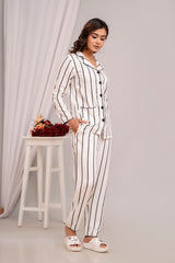 "Vanilla Stripe" Striped Viscose Night Suit