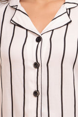 "Vanilla Stripe" Striped Viscose Night Suit