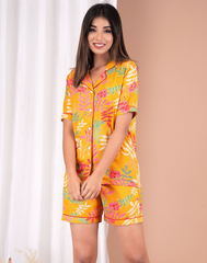 "Tropic Pop" Printed Viscose Shorts Night Suit