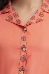 "Coral Charm" Solid Viscose Night Suit