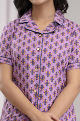 "Lavender Crush" Printed Viscose Night Suit