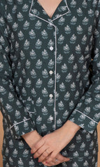 "Misty Pine" Printed Viscose Night Suit