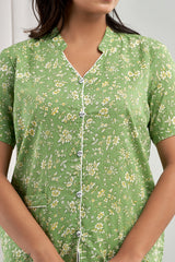 "Daisy Meadow" Printed Viscose Night Suit