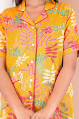 "Tropic Pop" Printed Viscose Shorts Night Suit