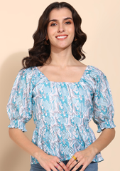 "Mint Swirl Muse" Peplum Top