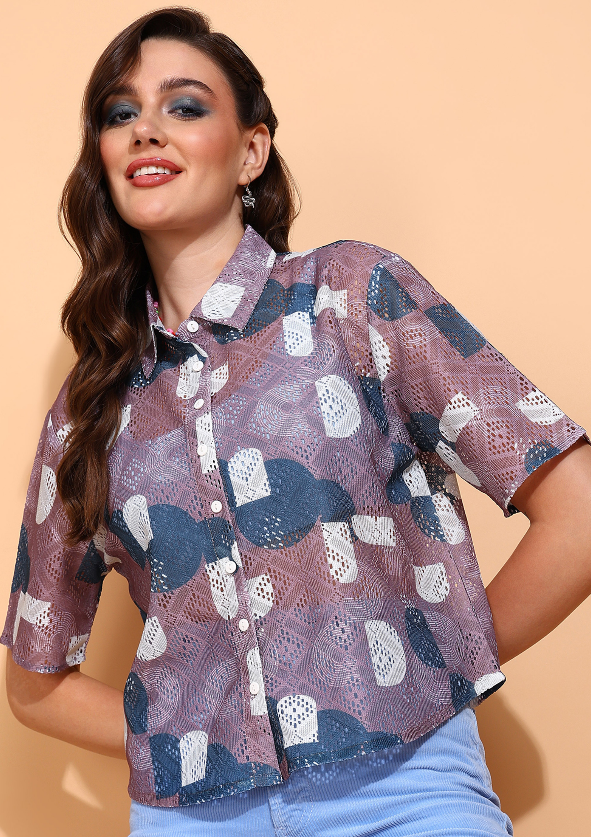 "Breeze Blush" Sheer Oversized Shirt