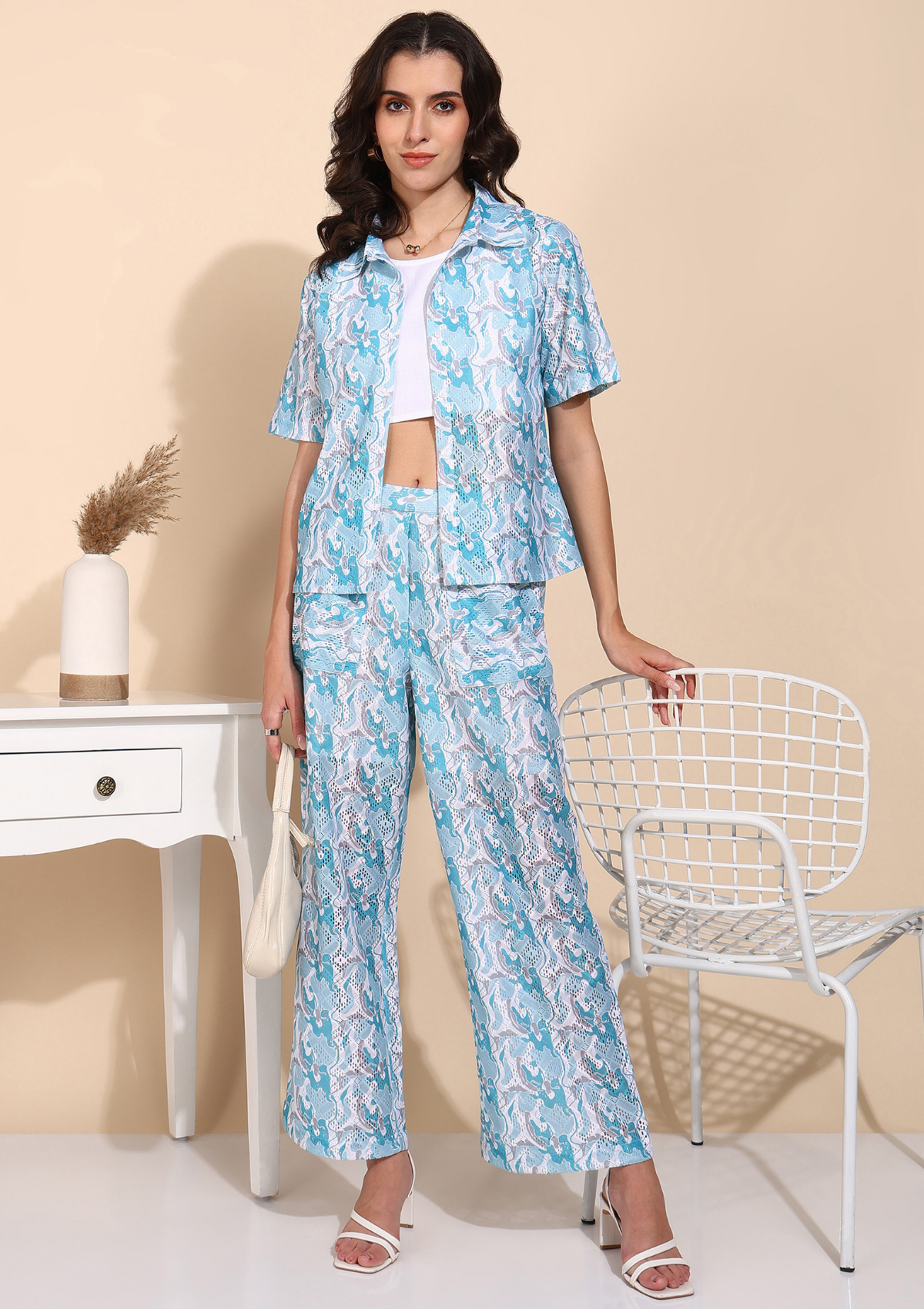 "Skywave Trio" Printed 3-Piece Co-ord Set