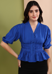 "Midnight Glaze" Smocked Peplum Top