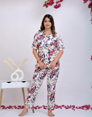 "Cherry Whim" Viscose Printed Night Suit