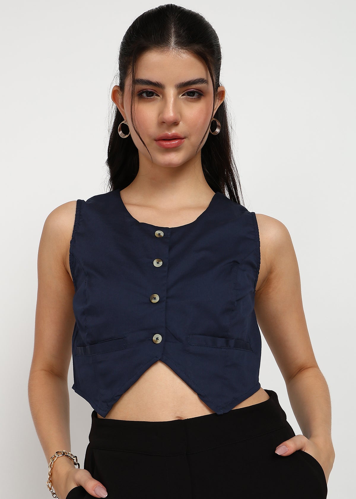 Women Navy Vest Top