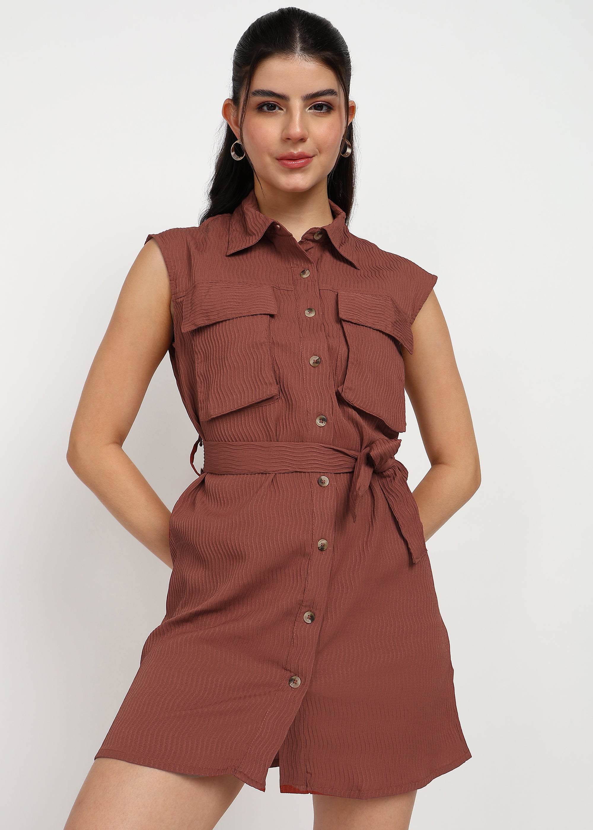 Women Rust Shirt Dress