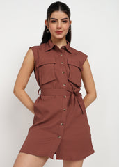 Women Rust Shirt Dress